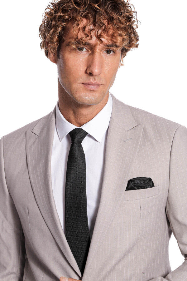 Traje de hombre gris a rayas de 2 piezas - Wessi