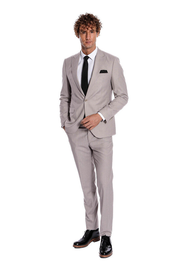Traje de hombre gris a rayas de 2 piezas - Wessi