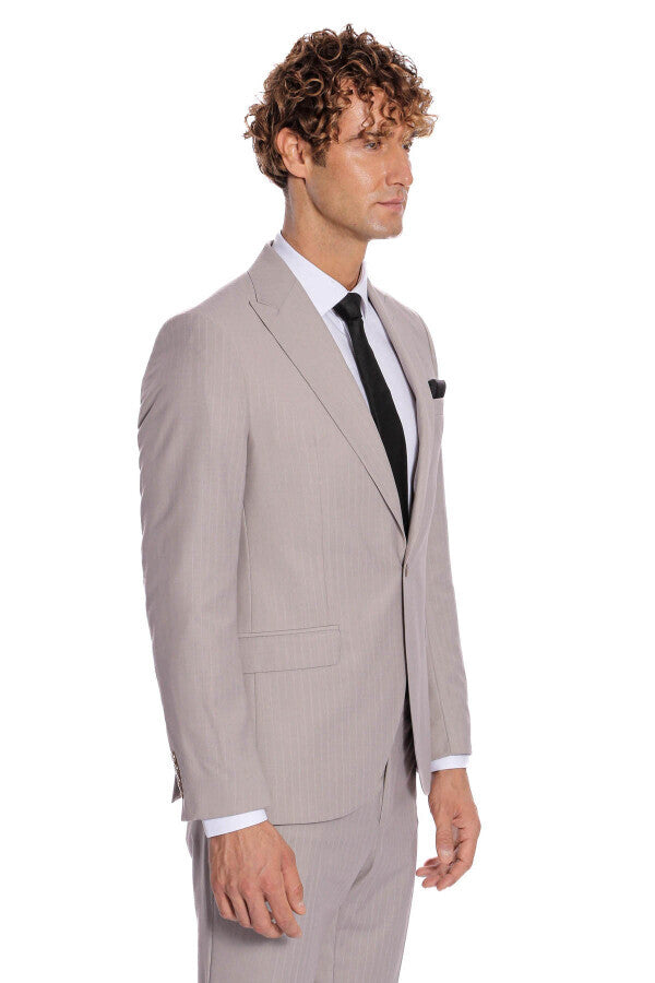 Traje de hombre gris a rayas de 2 piezas - Wessi