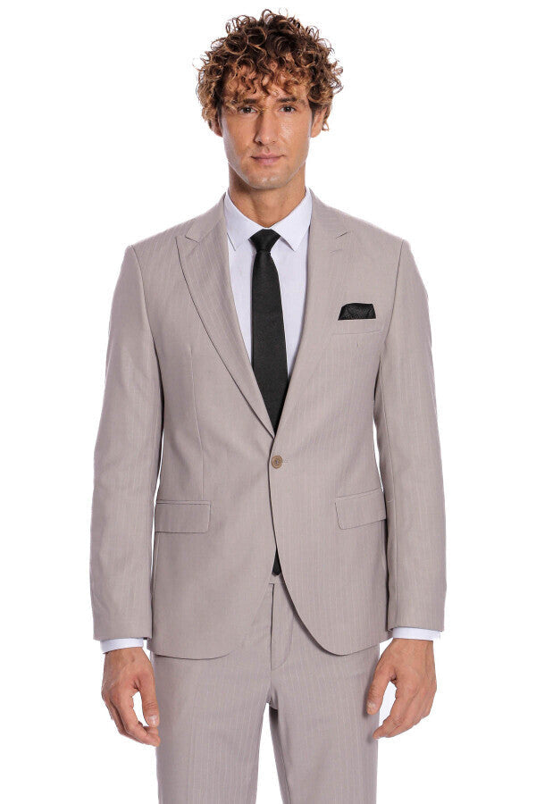 Traje de hombre gris a rayas de 2 piezas - Wessi