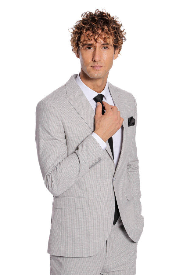 Traje de hombre gris a rayas de 2 piezas - Wessi