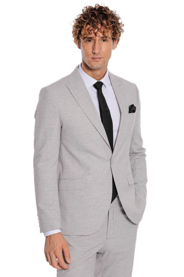 Traje de hombre gris a rayas de 2 piezas - Wessi