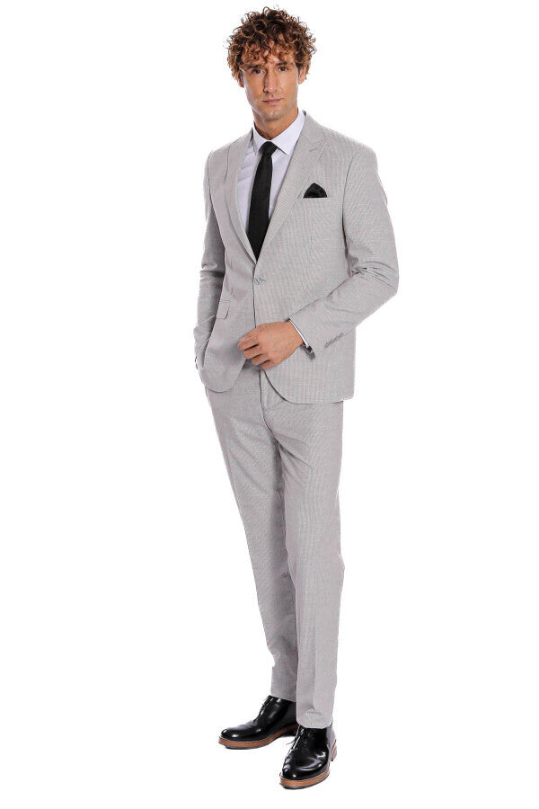 Traje de hombre gris a rayas de 2 piezas - Wessi