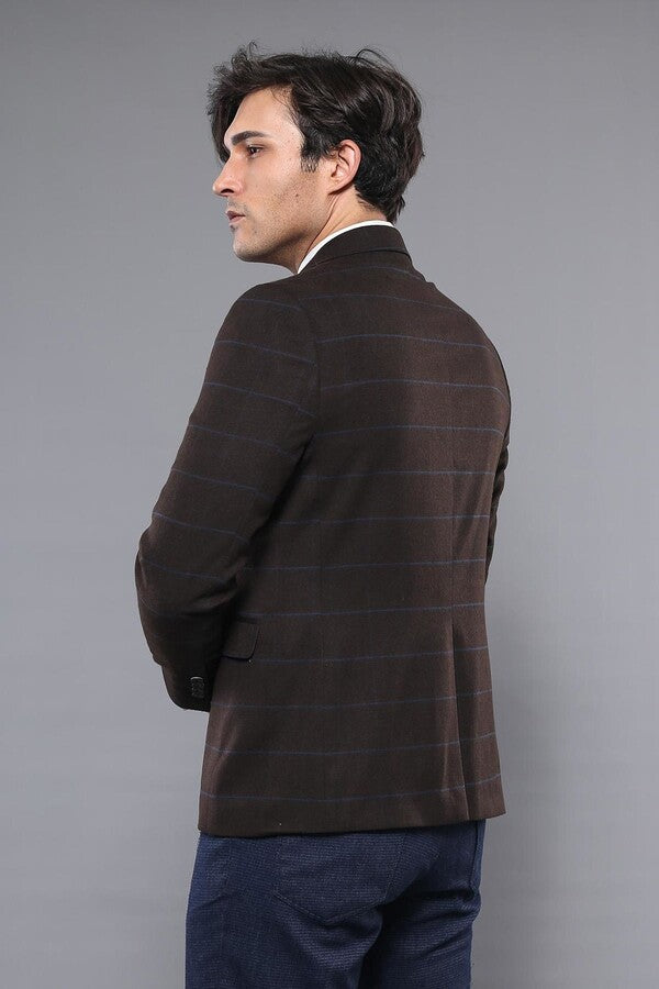 4 Drop Regular Cut Brown Men Blazer - Wessi