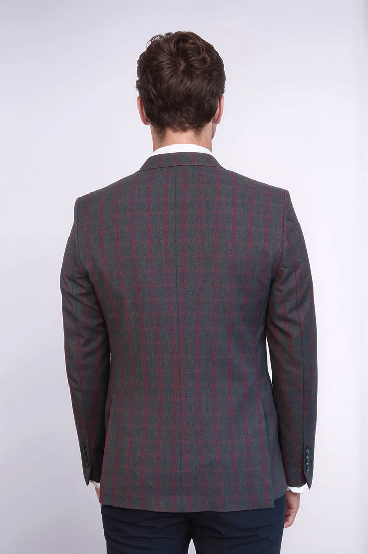 Blazer de cuadros entallado en gris oscuro para hombre - Wessi
