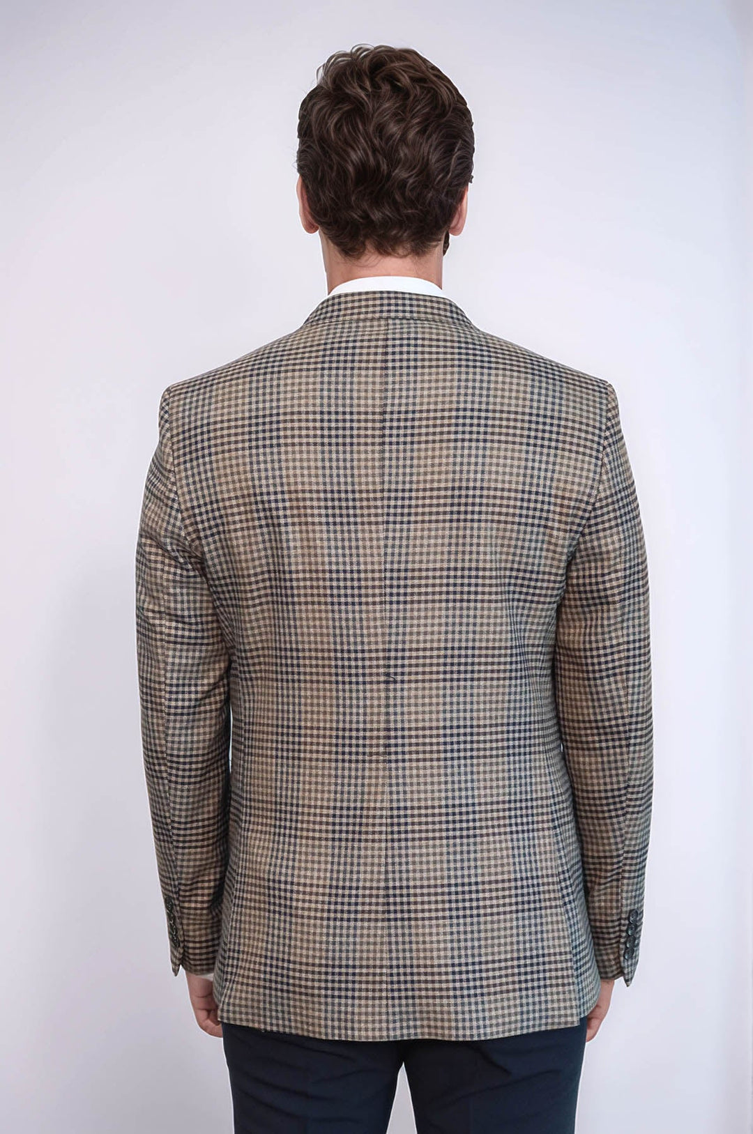 Blazer de cuadros entallado para hombre en color marrón - Wessi