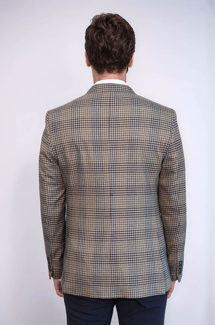 Blazer de cuadros entallado para hombre en color marrón - Wessi