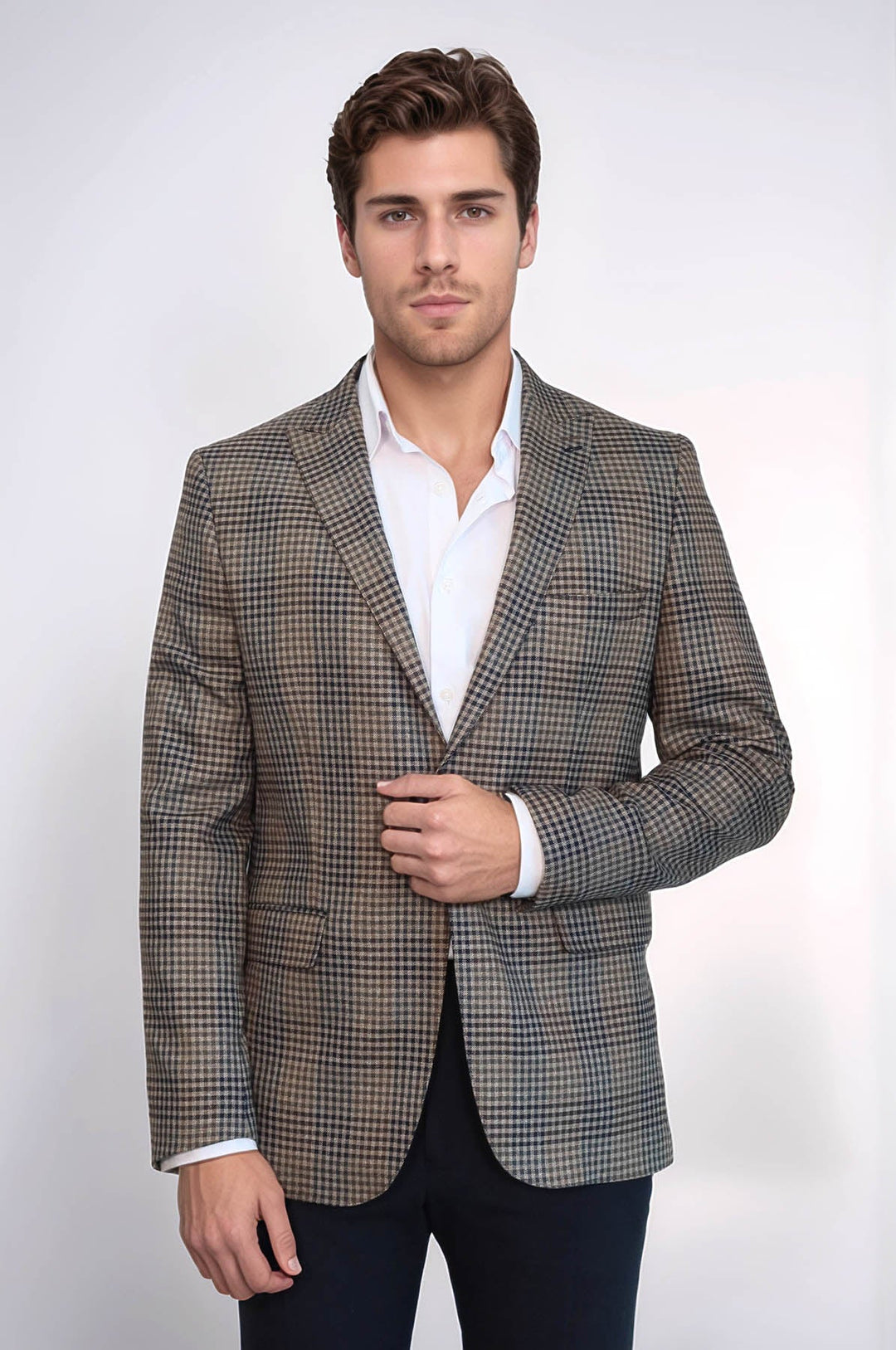 Blazer de cuadros entallado para hombre en color marrón - Wessi