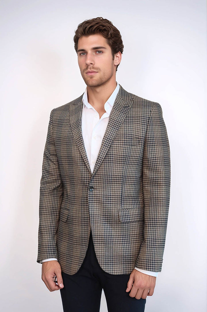 Blazer de cuadros entallado para hombre en color marrón - Wessi