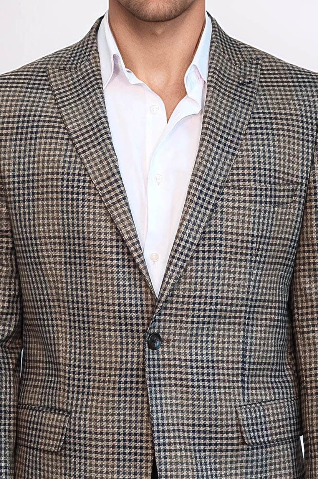 Blazer de cuadros entallado para hombre en color marrón - Wessi