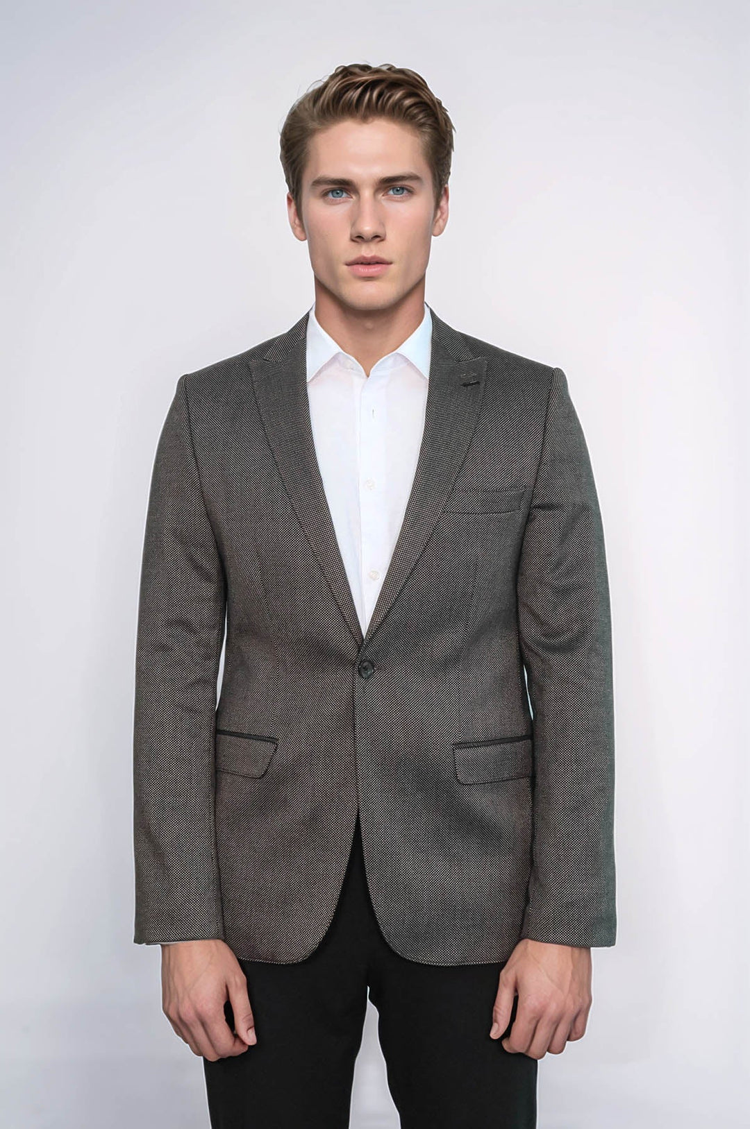 Blazer marrón ajustado con estampado para hombre - Wessi