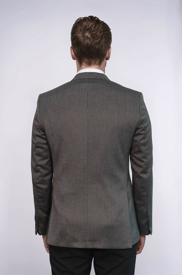 Blazer marrón ajustado con estampado para hombre - Wessi