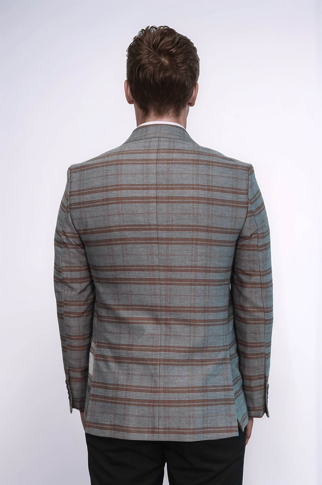 Blazer de cuadros entallado de color marrón para hombre - Wessi