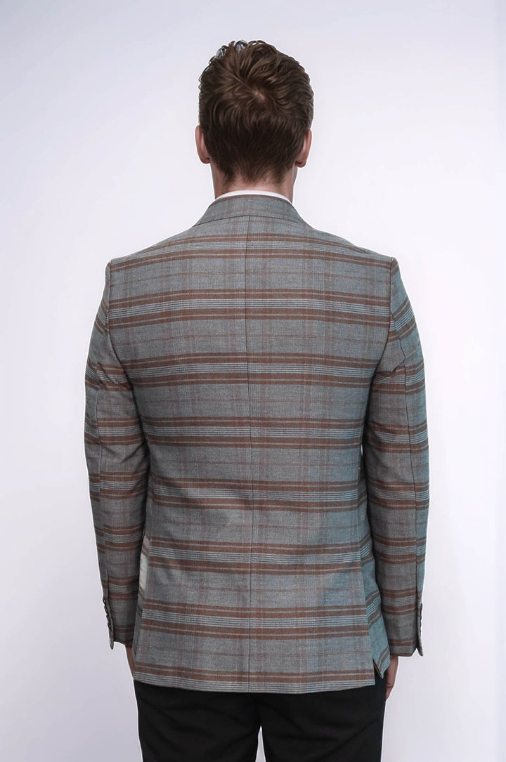 Blazer de cuadros entallado de color marrón para hombre - Wessi