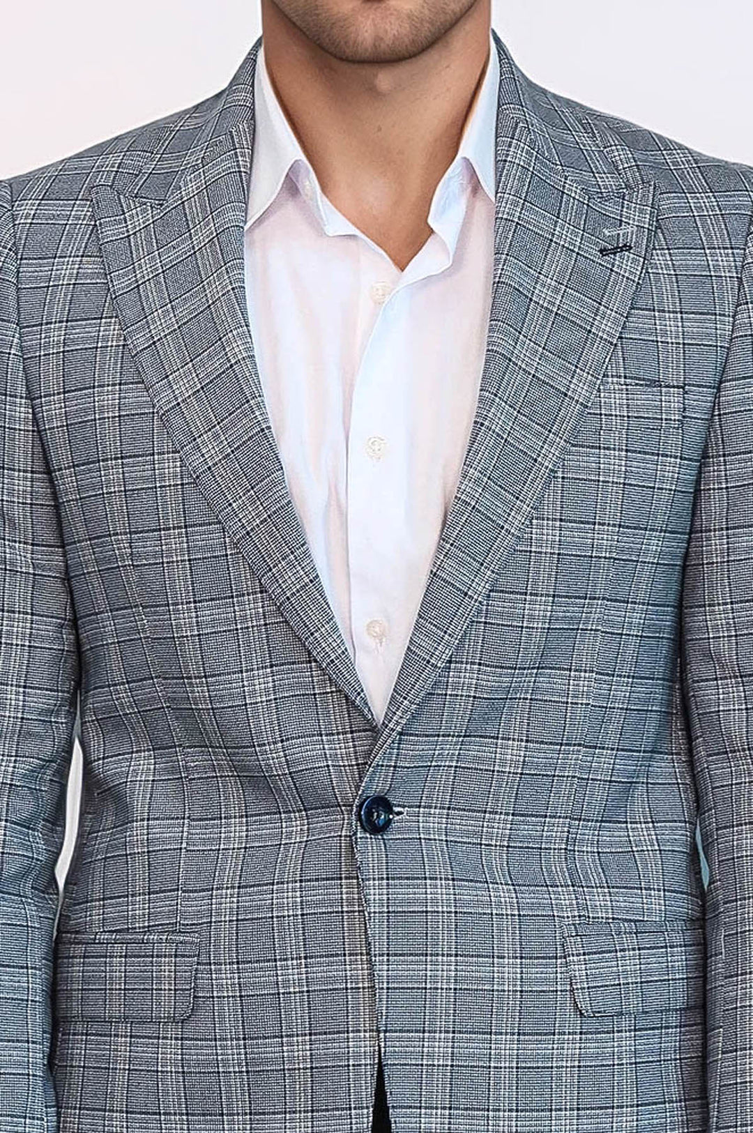 Blazer de cuadros entallado para hombre en gris - Wessi