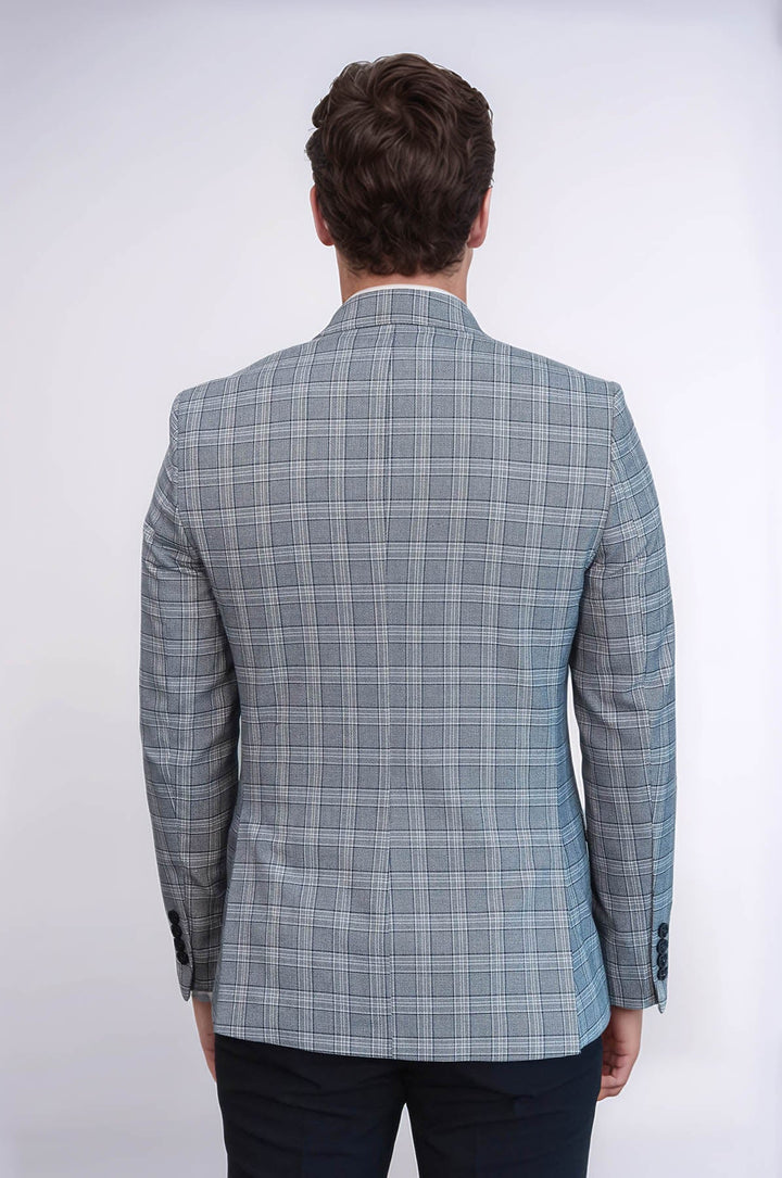 Blazer de cuadros entallado para hombre en gris - Wessi