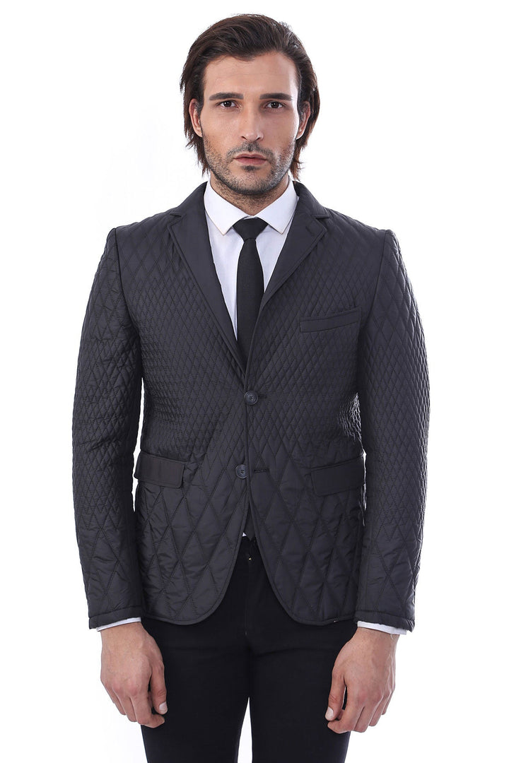 Chaqueta acolchada de 3 bolsillos y 2 botones, abrigo corto negro - Wessi