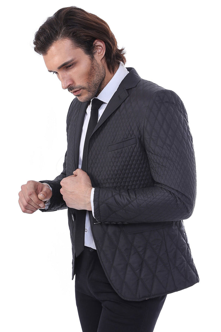 Chaqueta acolchada de 3 bolsillos y 2 botones, abrigo corto negro - Wessi