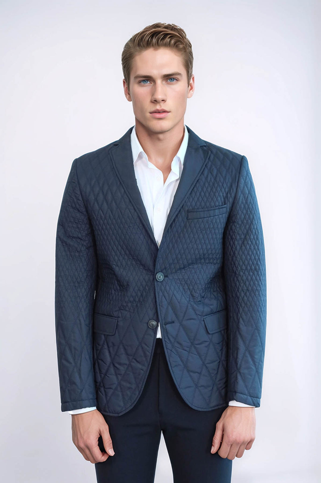 Blazer acolchado azul marino de corte entallado - Wessi