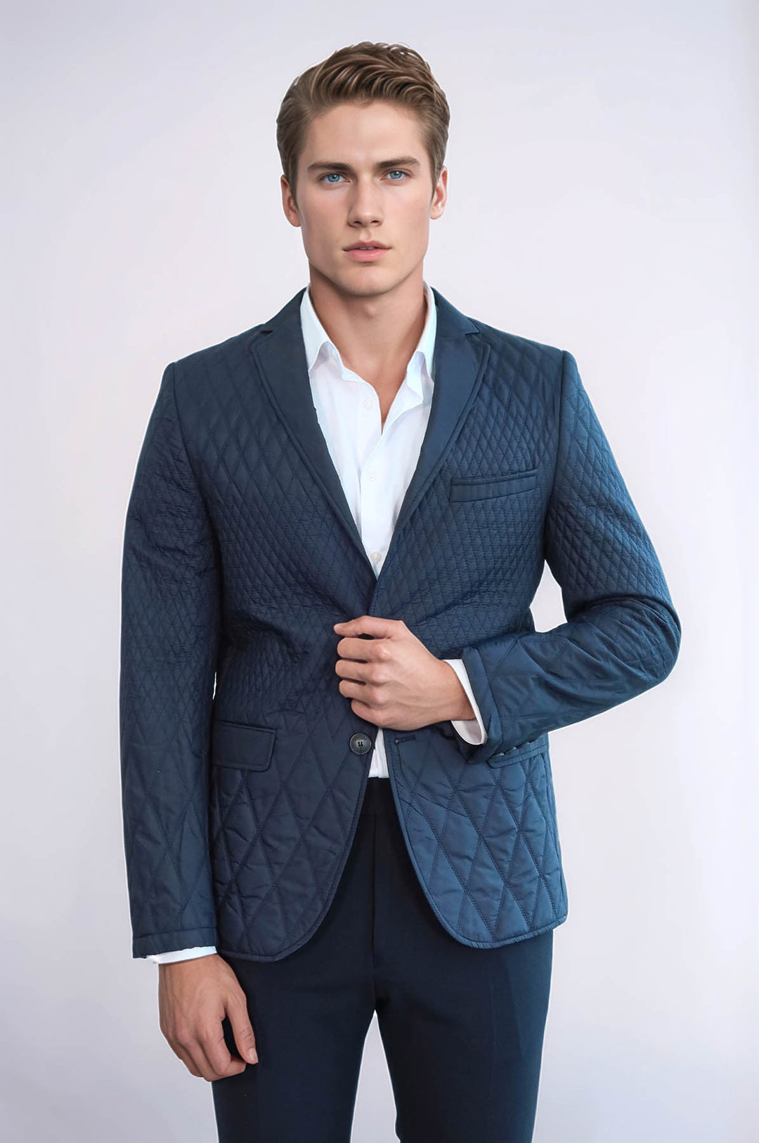 Blazer acolchado azul marino de corte entallado - Wessi