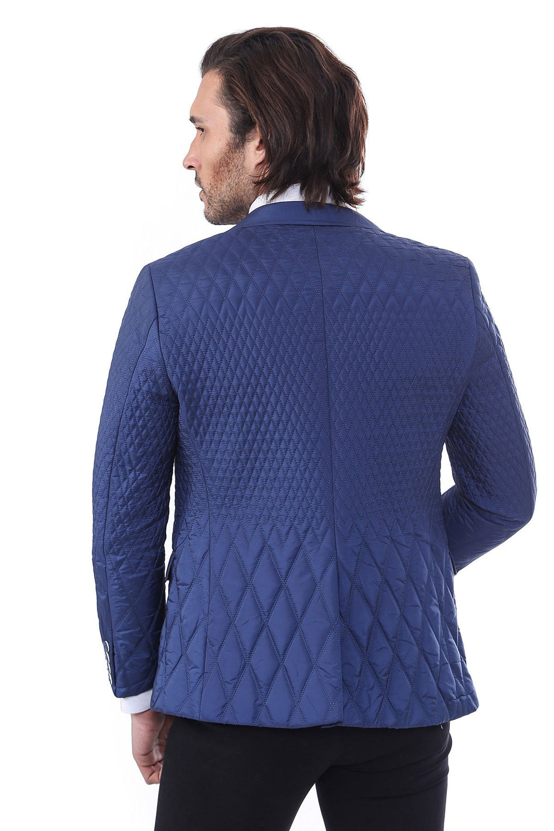 Chaqueta acolchada de 3 bolsillos y 2 botones, abrigo corto azul marino - Wessi