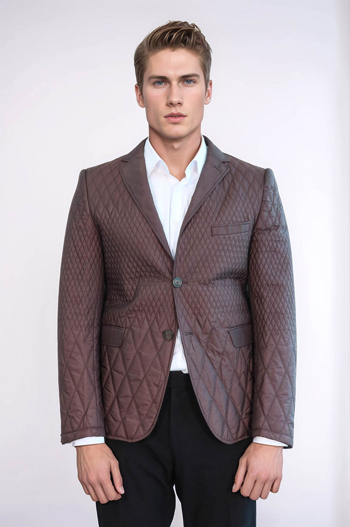 Blazer acolchado marrón de corte entallado - Wessi