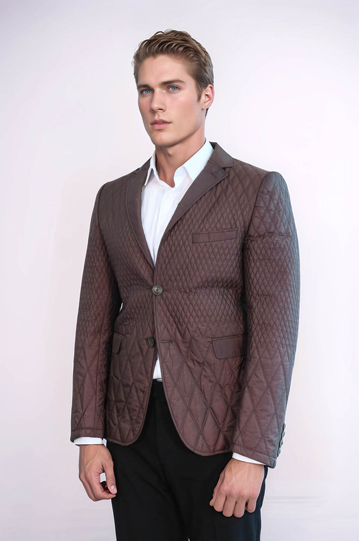 Blazer acolchado marrón de corte entallado - Wessi