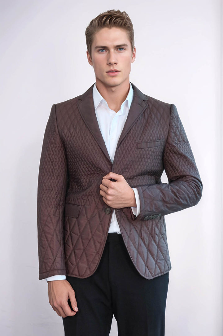 Blazer acolchado marrón de corte entallado - Wessi
