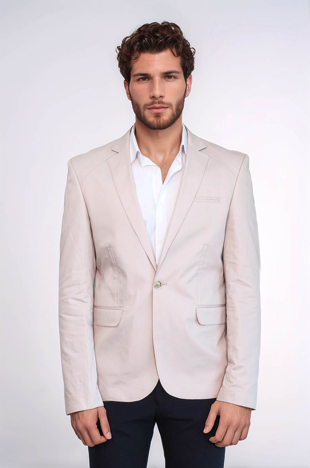 Chaqueta de algodón gris con un botón y tres bolsillos - Wessi