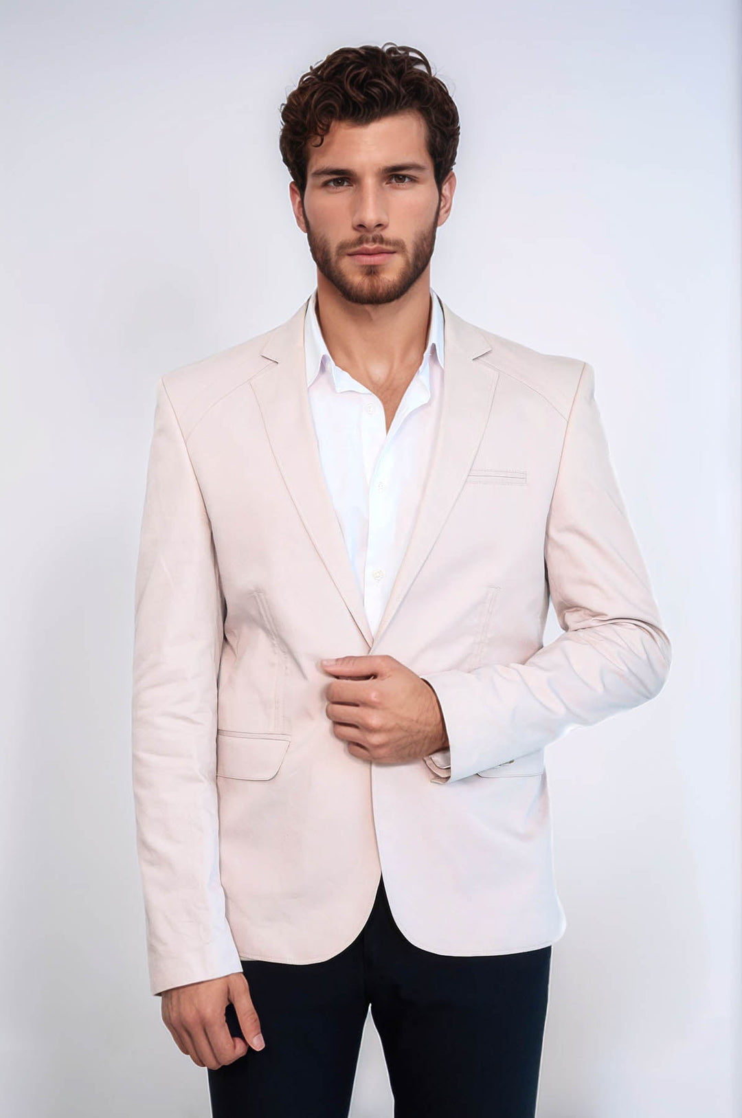 Chaqueta de algodón gris con un botón y tres bolsillos - Wessi
