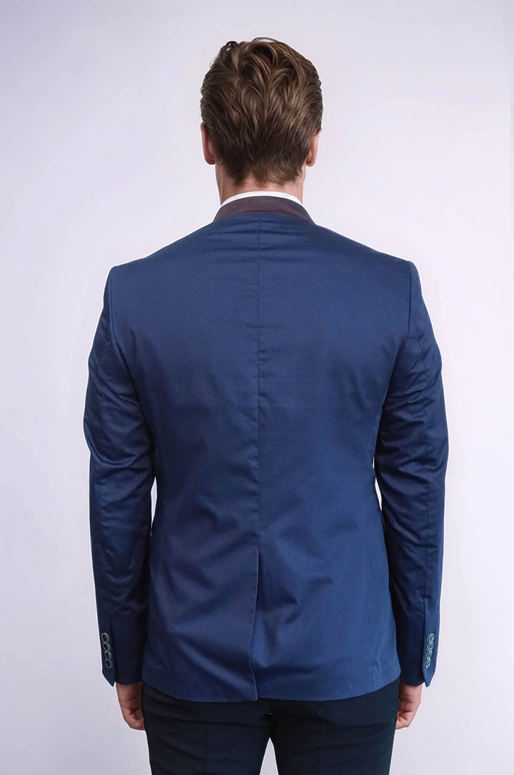 Blazer azul marino con cuello alto y un botón para hombre - Wessi