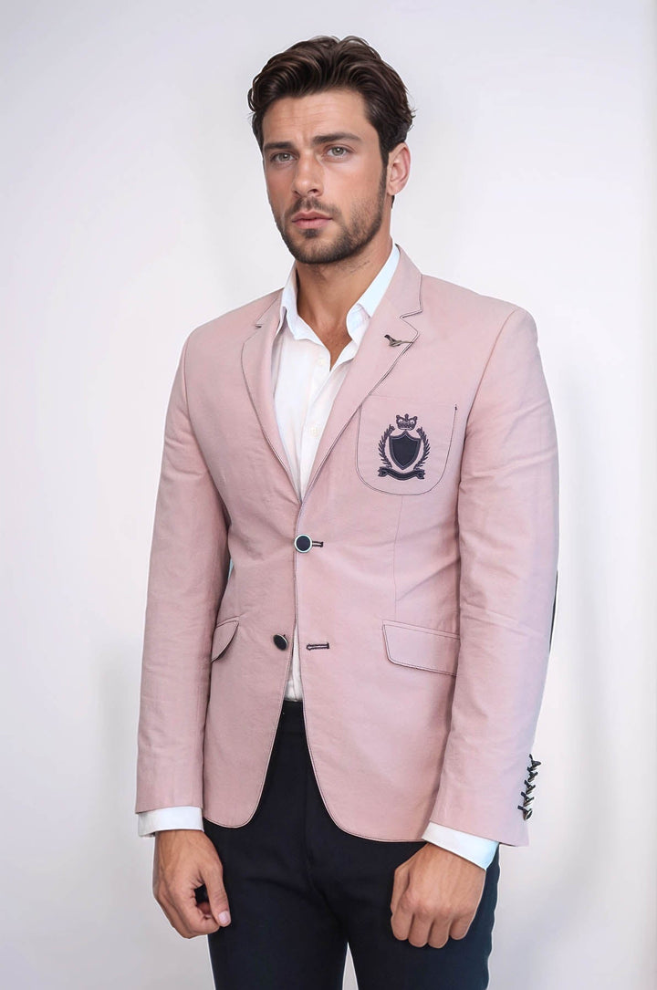 Chaqueta beige de algodón con cresta, 2 botones y 3 bolsillos
