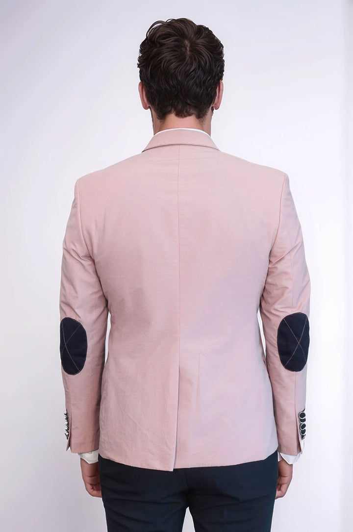 Chaqueta beige de algodón con cresta, 2 botones y 3 bolsillos