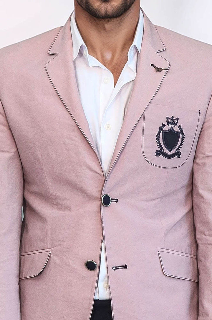 Chaqueta beige de algodón con cresta, 2 botones y 3 bolsillos