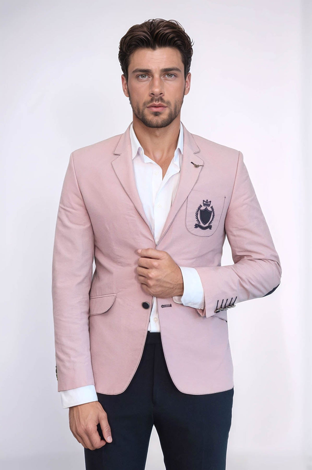 Chaqueta beige de algodón con cresta, 2 botones y 3 bolsillos