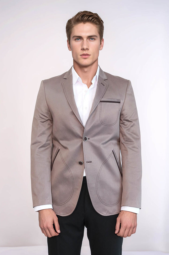 Blazer beige con bolsillos de parche | Wessi