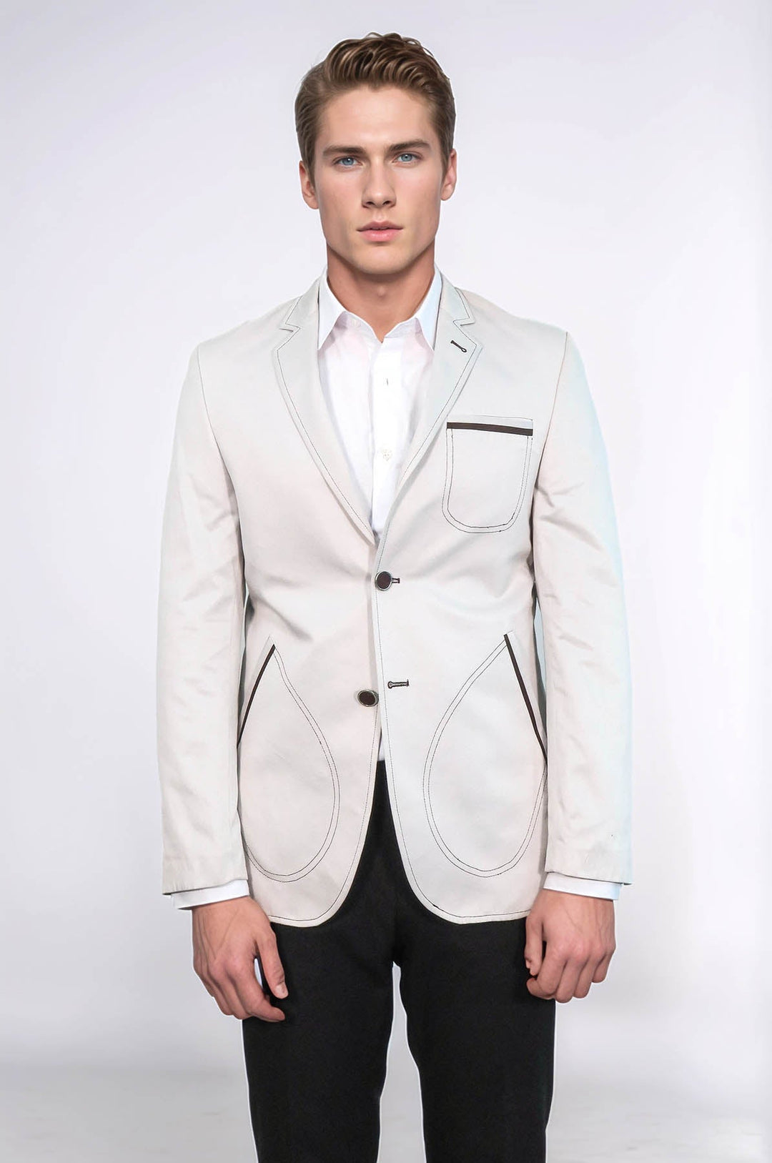 Blazer gris con bolsillos de parche | Wessi