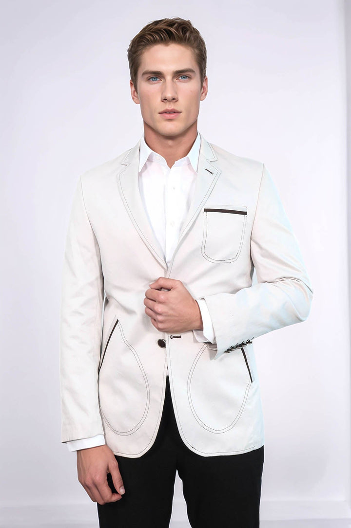 Blazer gris con bolsillos de parche | Wessi