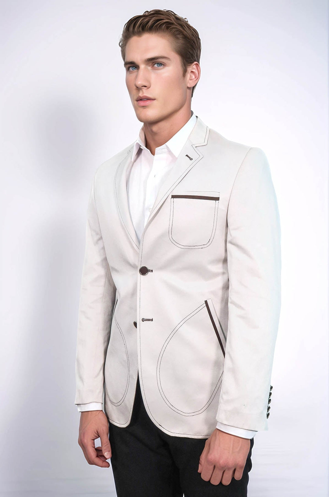 Blazer gris con bolsillos de parche | Wessi