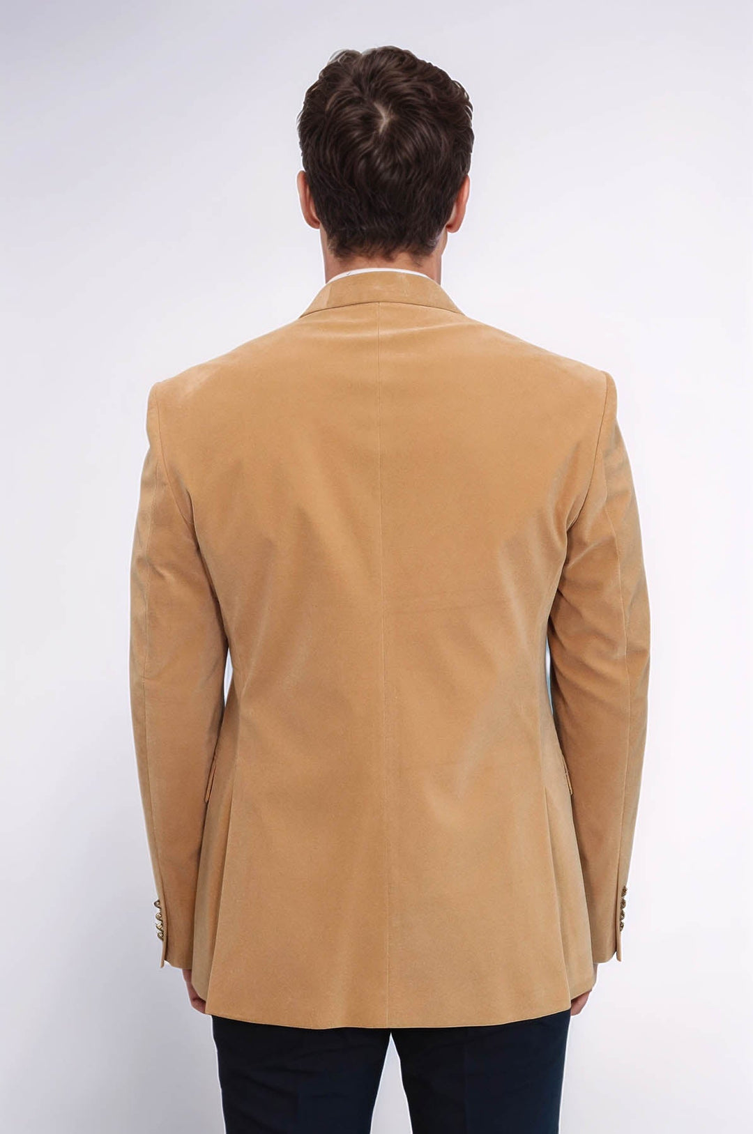 Blazer de terciopelo color albaricoque con solapas anchas para hombre - Wessi