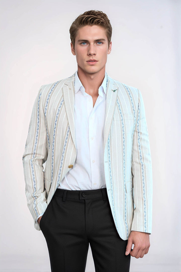 Blazer ajustado de rayas beige - Wessi