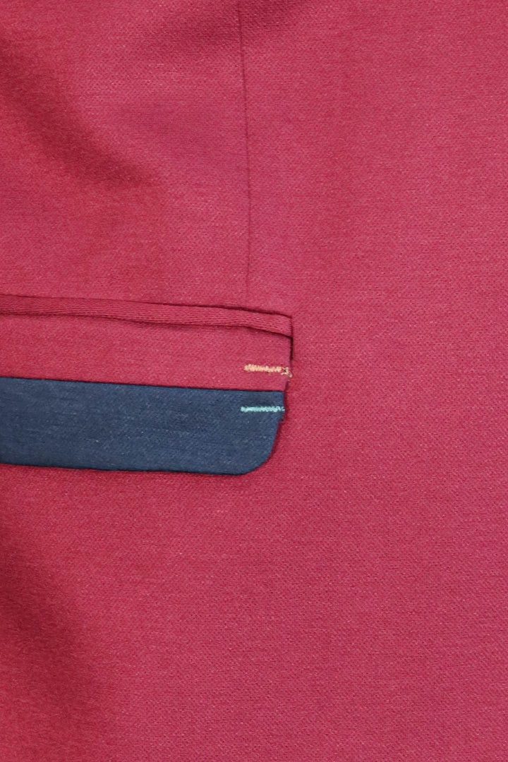 Chaqueta de hombre color burdeos con cuello bordado y peinado - Wessi