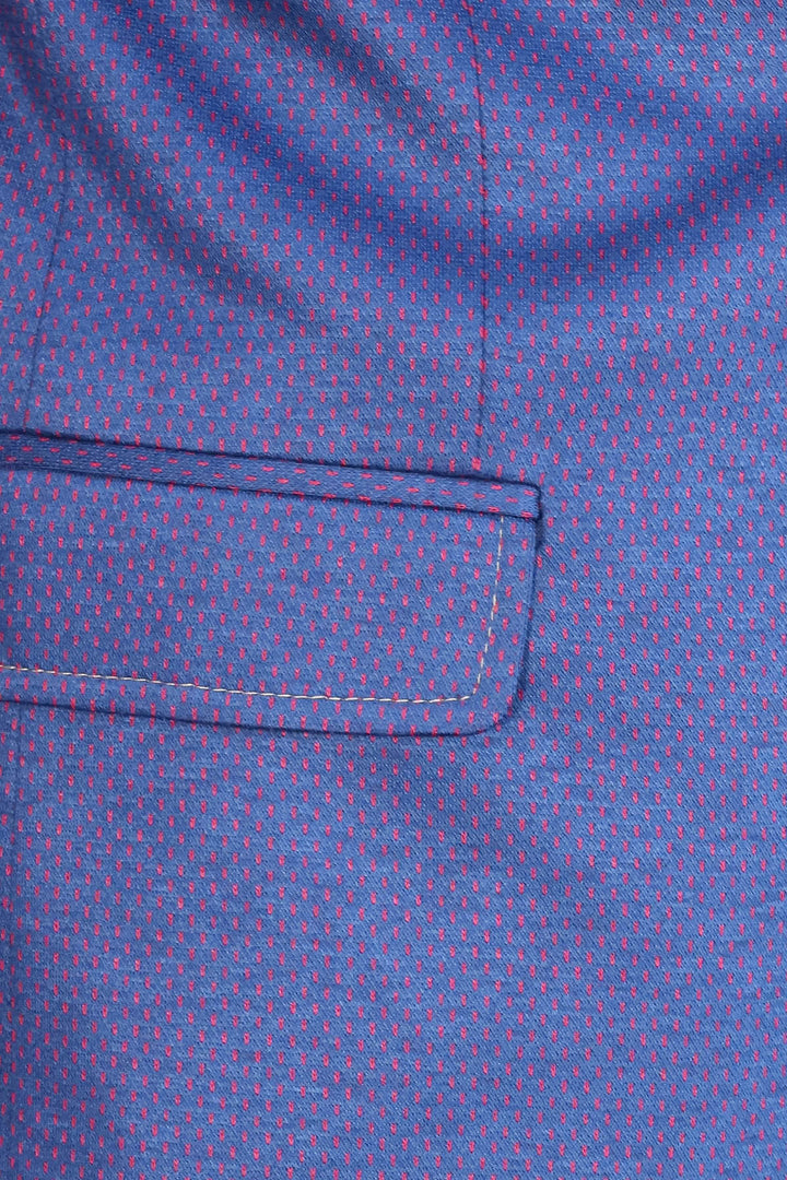 2 Button Combed Plaid Sax Blue Men Jacket - Wessi