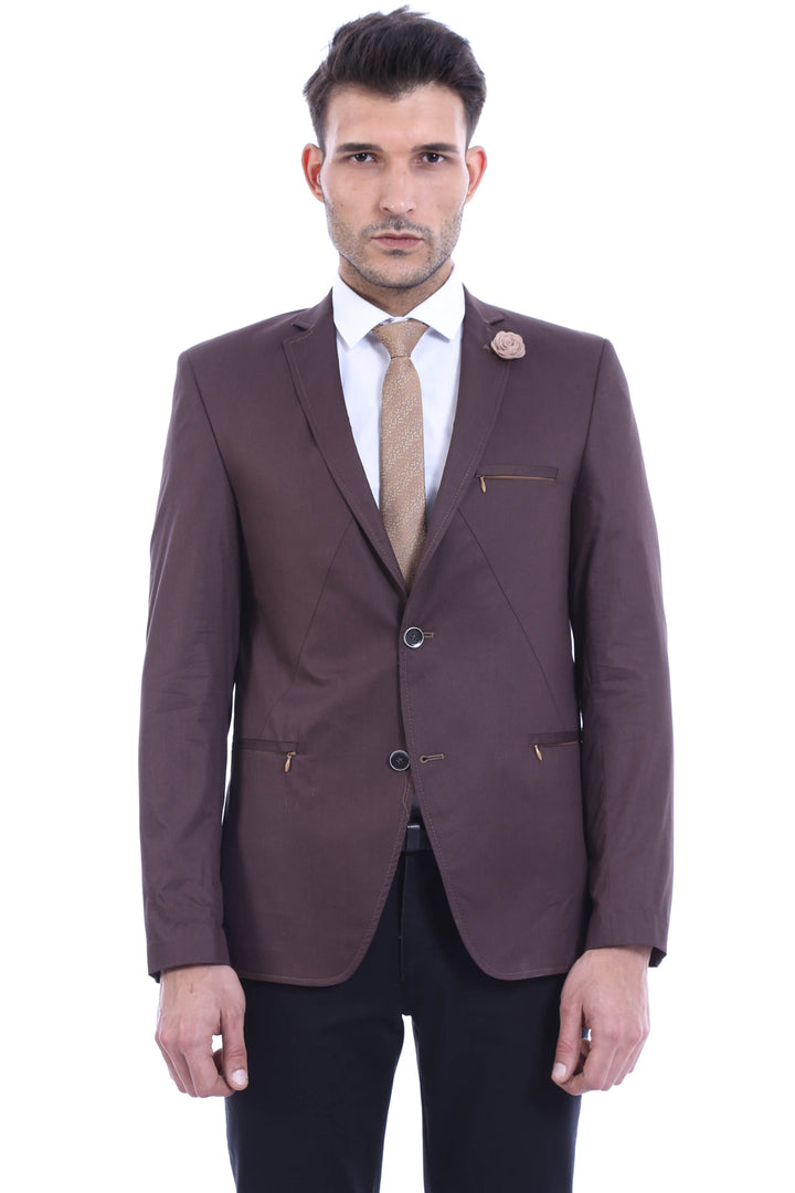 Chaqueta marrón con cremallera y bolsillo de dos botones - Wessi