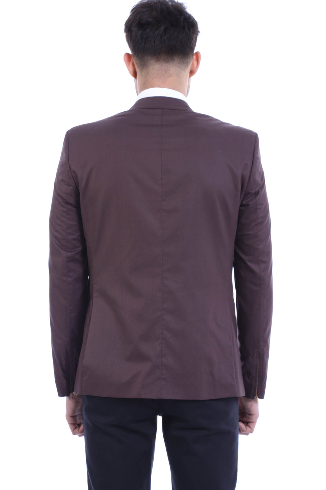 Chaqueta marrón con cremallera y bolsillo de dos botones - Wessi