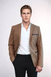 Chaqueta de algodón color canela con bolsillo tipo bolso y solapa mono con dos botones - Wessi