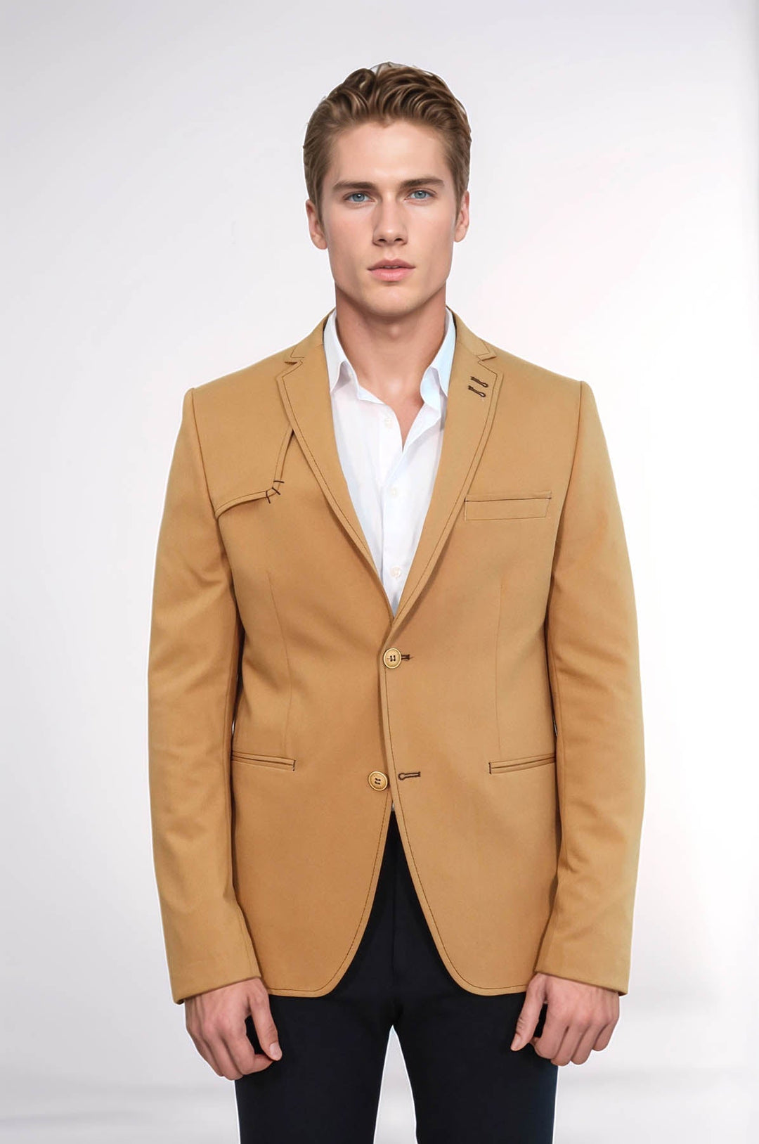 Chaqueta amarilla con solapa mono y hombrera con dos botones - Wessi