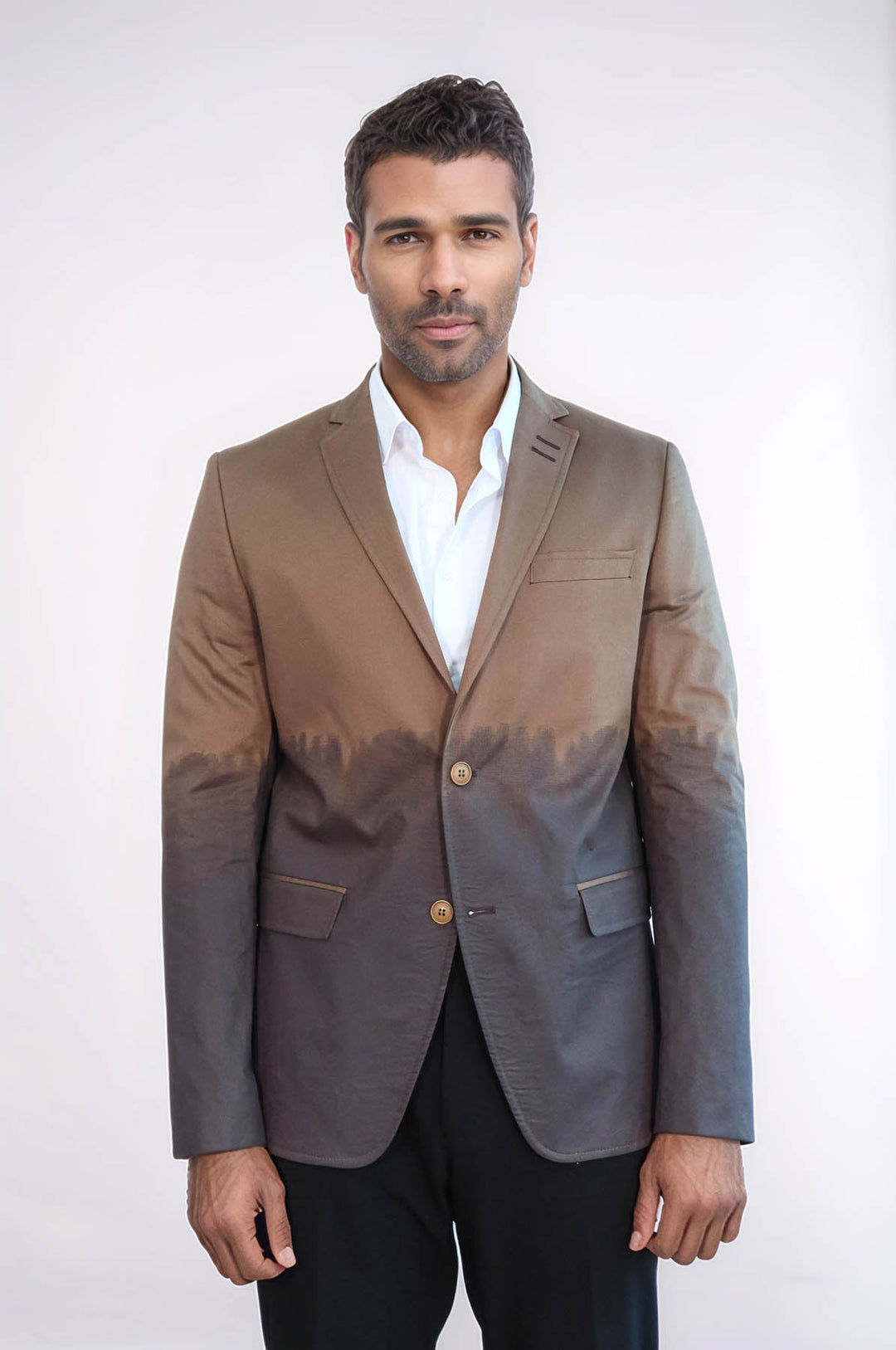 Blazer marrón de algodón de corte entallado - Wessi