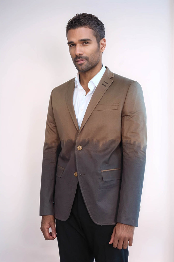 Blazer marrón de algodón de corte entallado - Wessi