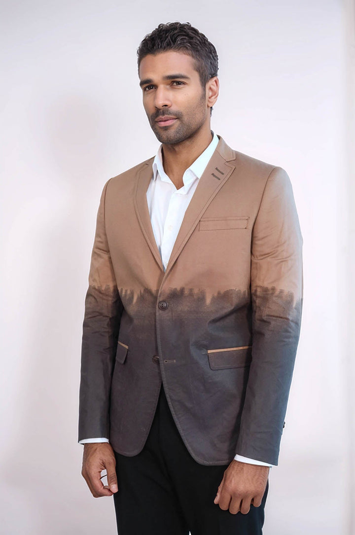 Blazer marrón de algodón de corte entallado - Wessi